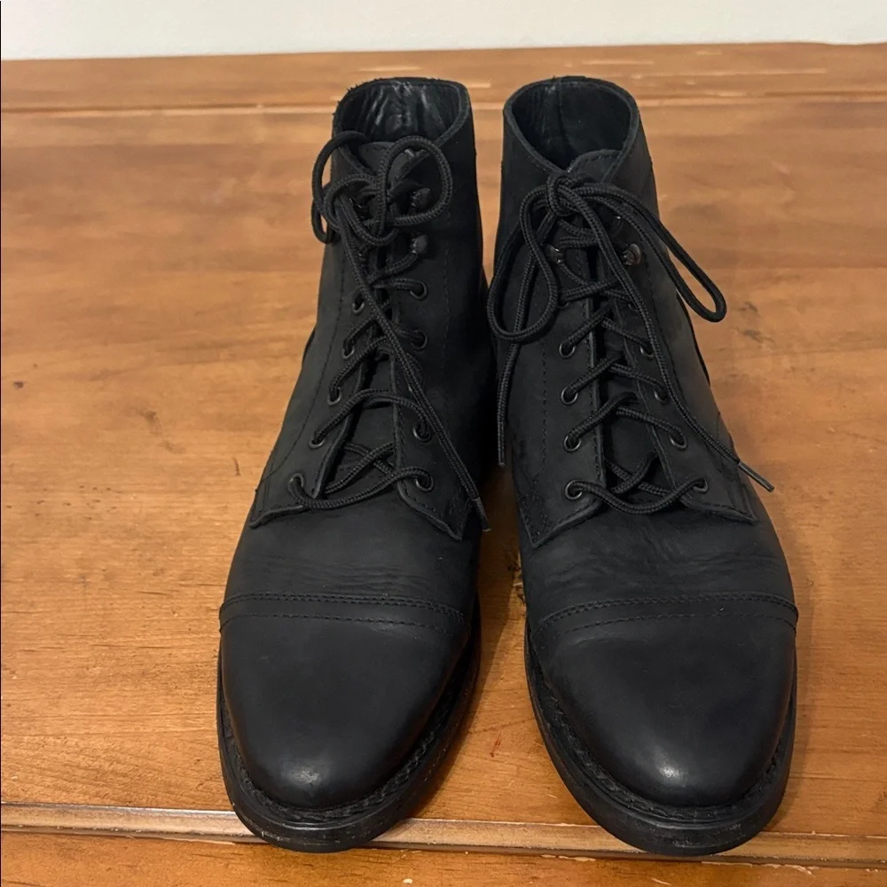 Thursday Captain Black Leather Boots Size 8